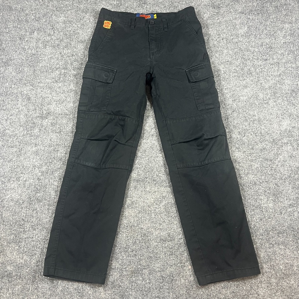 Empyre Relax Cargo Pants Kids 25 Black Cotton Stretch Flat Front Straight‎ Leg